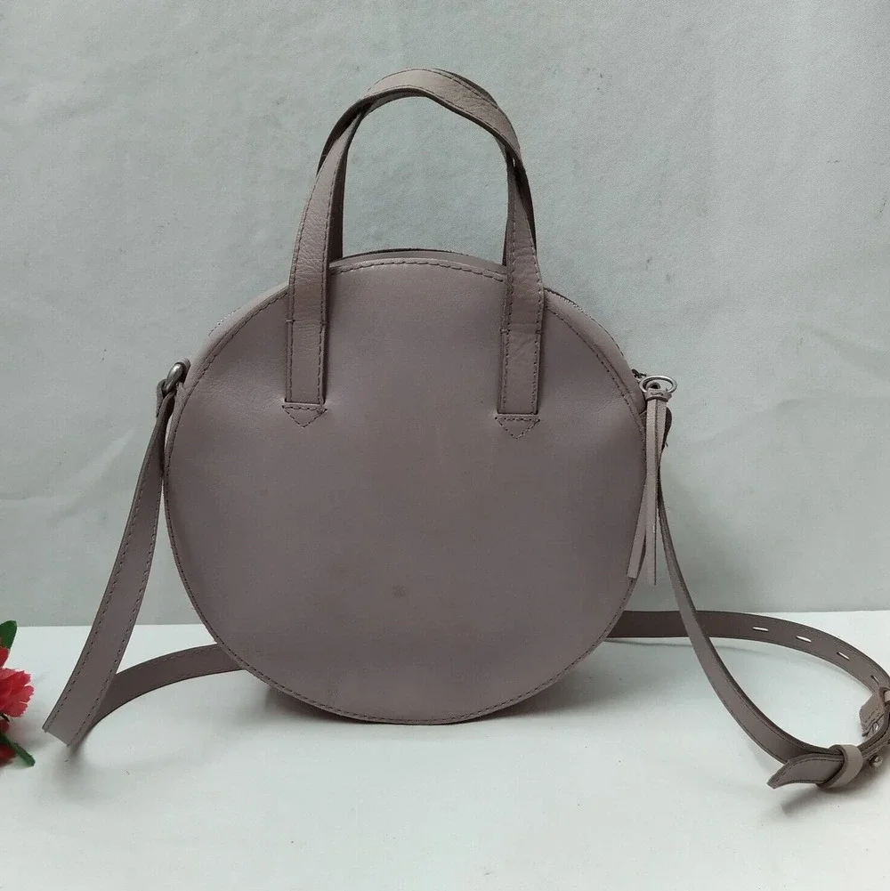 Madewell Light Purple Leather Round Shape Zipper Satchel Crossbody Bag